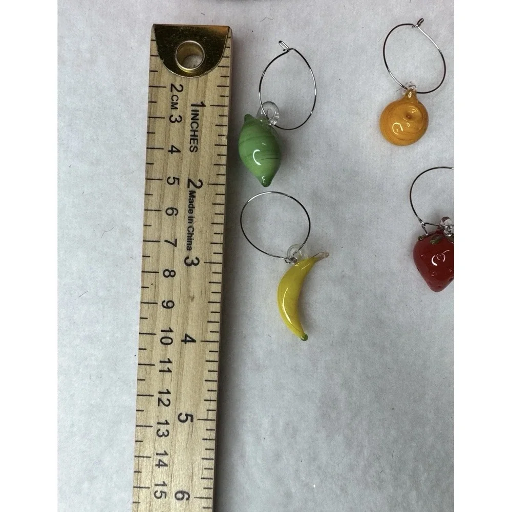 Pottery Barn Margarita Wine Glass Glassware Charms Set of 6 Fruit Drink Markers